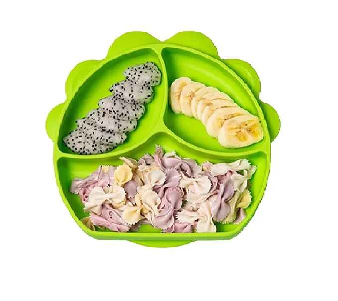 BPA Free Toddler Kids Children Divided Toddler Dinner Feeding Plate Silicone Baby Suction Plate