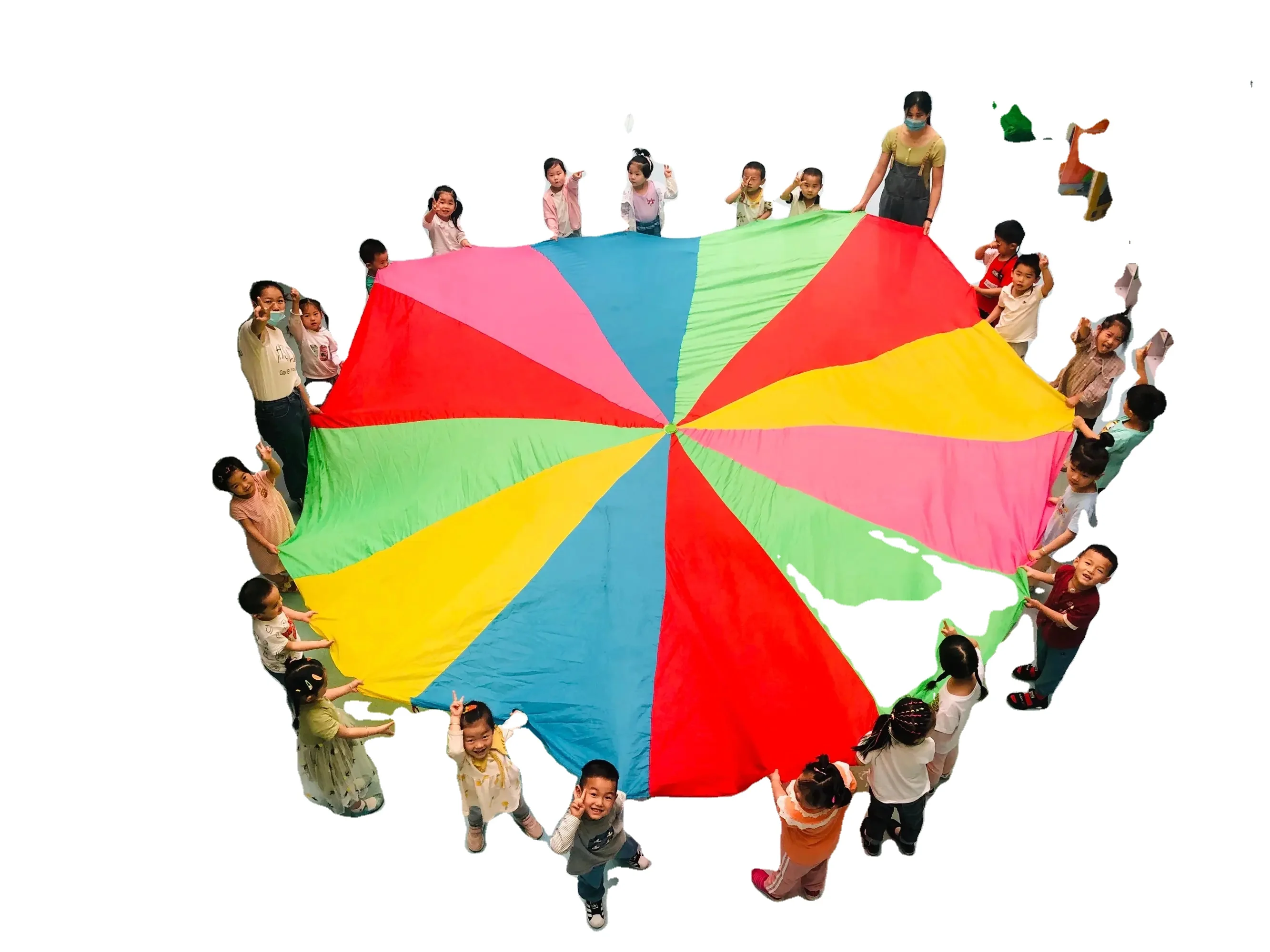 High Quality Children Outdoor Team Work Rainbow Cheap Kids Preschool Play Games Rainbow Play custom kids Parachute For Kids