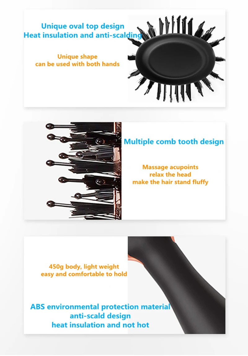 Hot Air Brush 4 In 1 Hair Blow Dryer Stock One Step Hair Dryer And Styler electric brush hair  Blow Dryer Comb