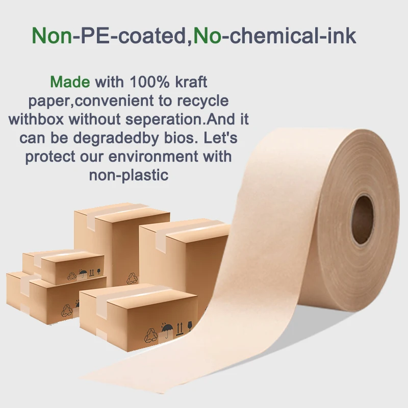 Professional Kraft Paper Tape Reinforced Water Activated Adhesive Writing Tape 9% Offer Printing Waterproof Acrylic Roll Packing