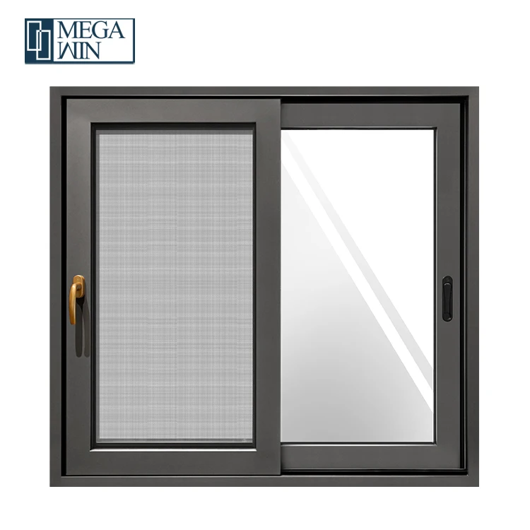 House Residential Certificated Standard Double Glazed Two Track Aluminum Glass Sliding Windows For Home