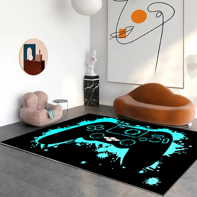 Large Game Area Rugs 3D Gamer Carpet Living Room Boys Bedroom Controller Player Decor Mat Non-Slip Crystal Floor Polyester Mat