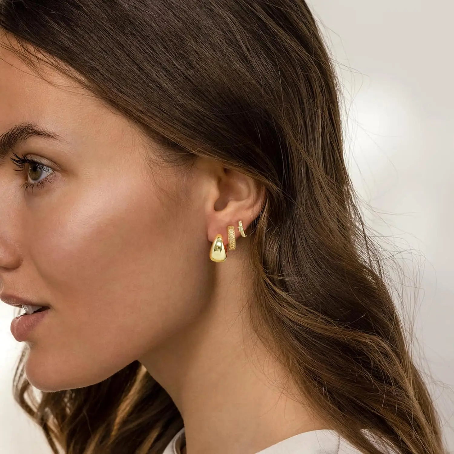 Dainty 14k Gold Plated Lightweight Huggie Hoop Earrings Set Trendy Earring Small Gold Hoop Earrings Set for Women Jewelry
