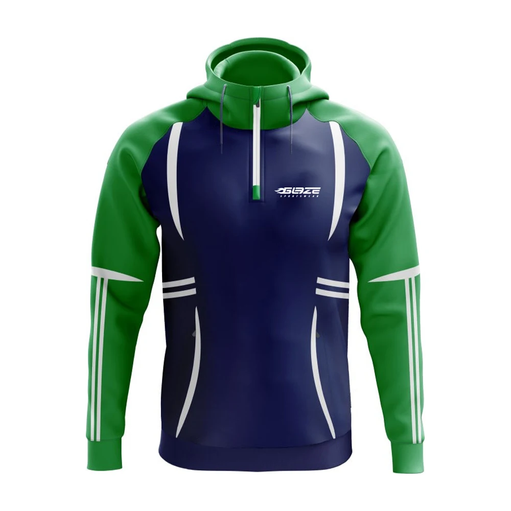 Factory Sports Hoody Half Zip Up Custom Embroidery and Sublimation Logo Heavyweight Blank Man Hoodie