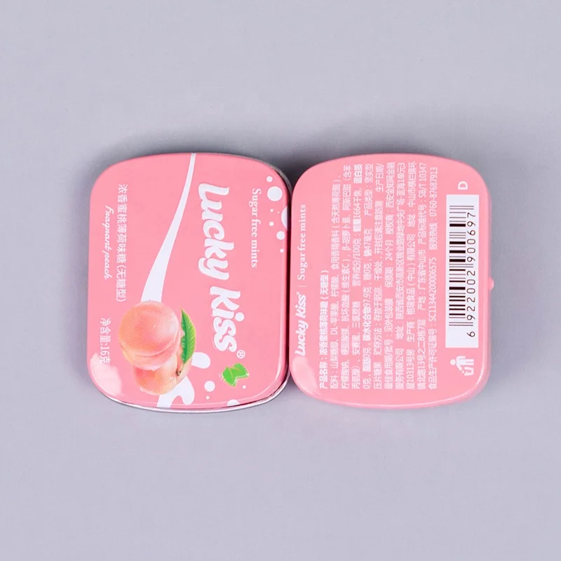 Small tin metal box for sugar-free mints packaging