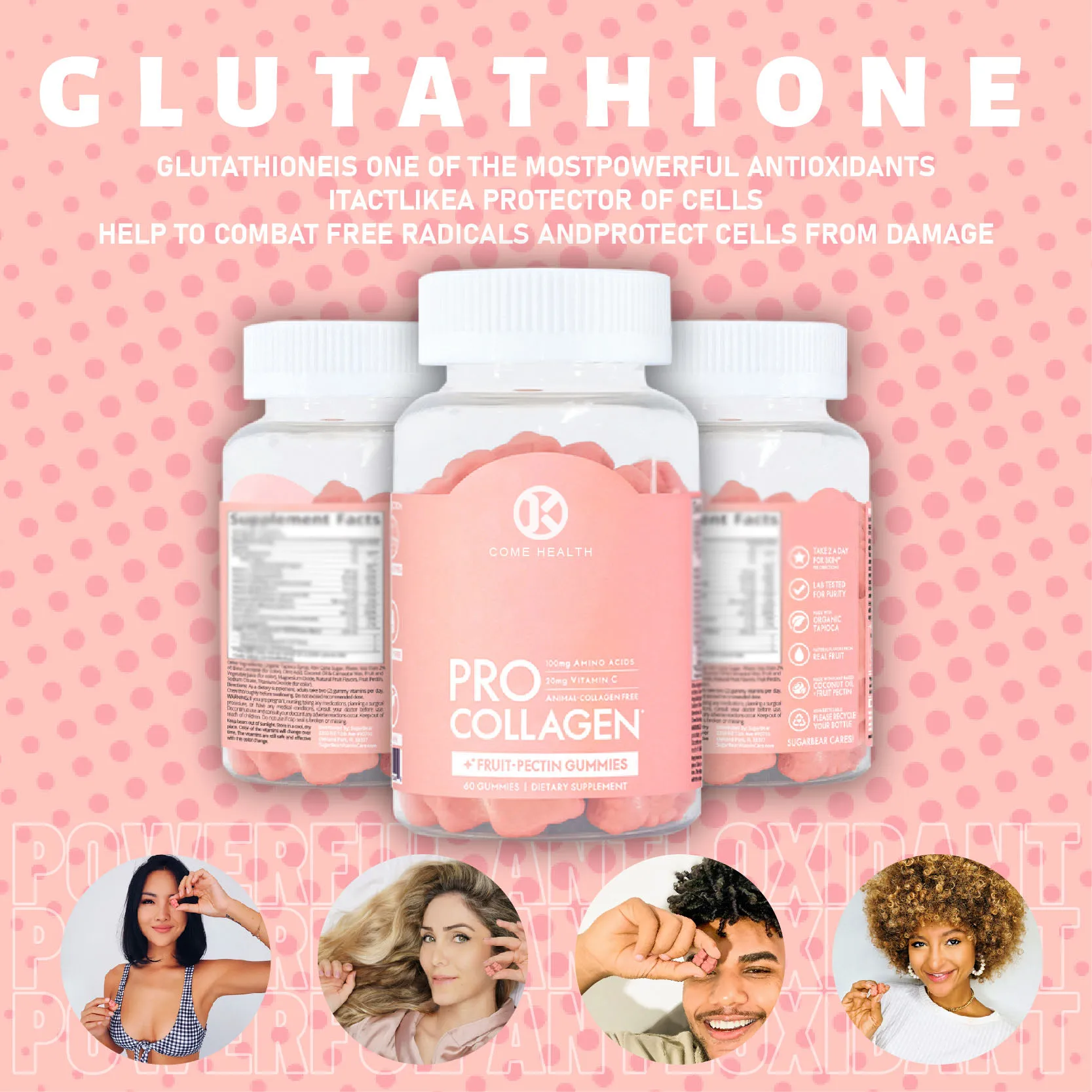 Wholesale Private Label Pro Collagen Gummies With Amino Acids & Vitamin C Skin Brightening Gummies Anti-Aging Superfood