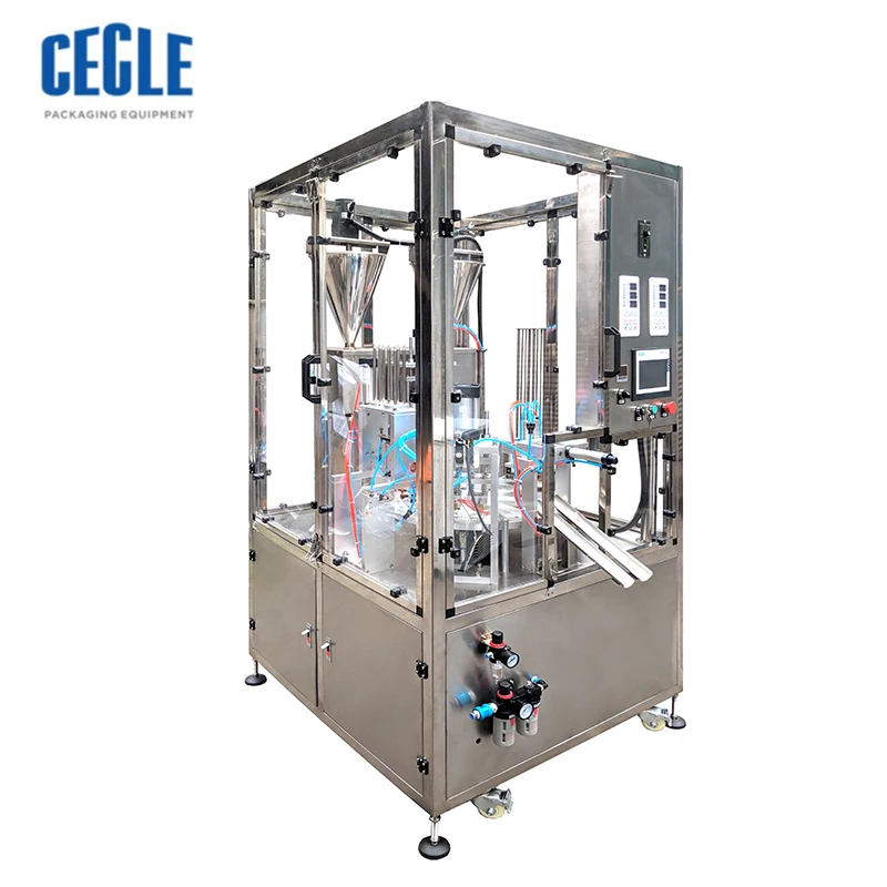Automatic nespresso/k-cup coffee filling sealing machine , yogurt cup packing machine, hummus filling and sealing machine