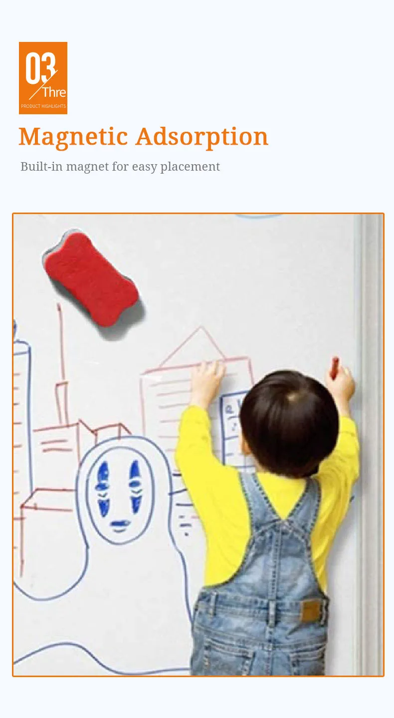 Support color customized durable dry erase EVA whiteboard magnetic eraser