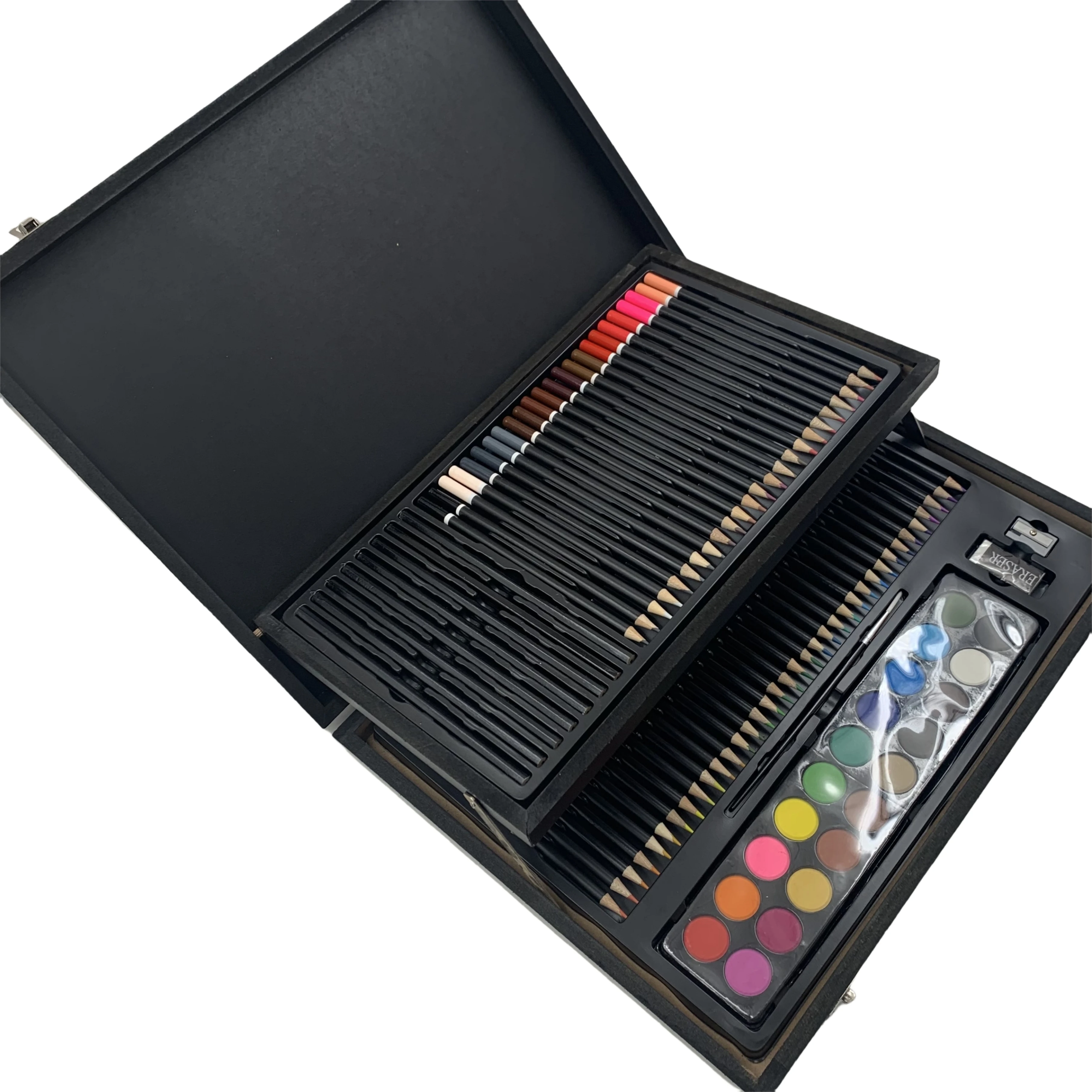 High Quality 91Pcs Wooden Box Color Pencil Kids Painting Kit Educational Art Set