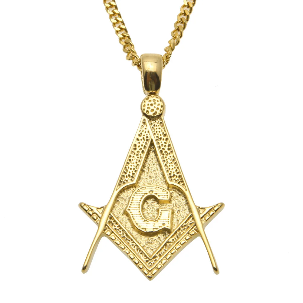New Style Stainless Steel Masonic Badge Shape Pendants Men Fashion Hip Hop Personality Jewelry Accessories