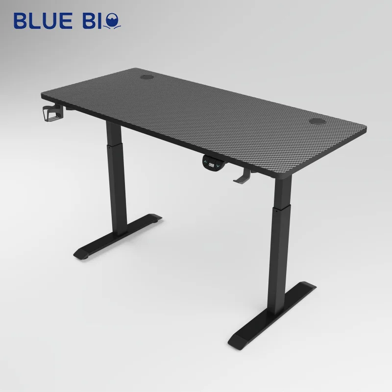 Modern Carbon Fiber Black Office Furniture Single Motor Stand Desk Sit Office Stand Adjustable Table