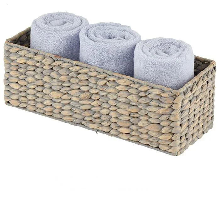 Natural Woven Seagrass Bathroom Toliet Roll Holder Storage Organizer Basket Bin For Bathroom Countertop, Toilet Tank Top