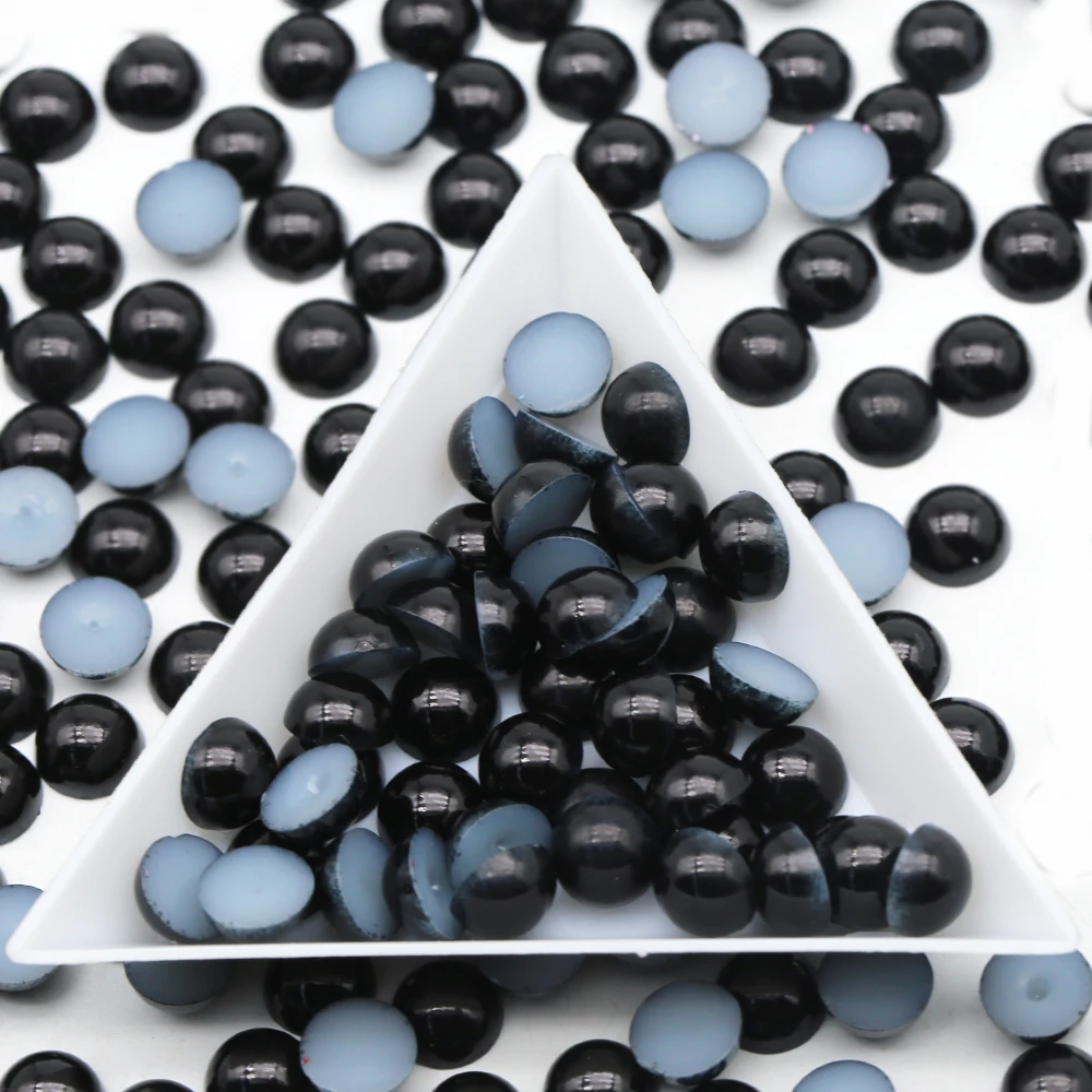Whatstone Jet Color 1.5-20mm full size non hotfix crystal strass diy gems stone flatback abs half black pearls