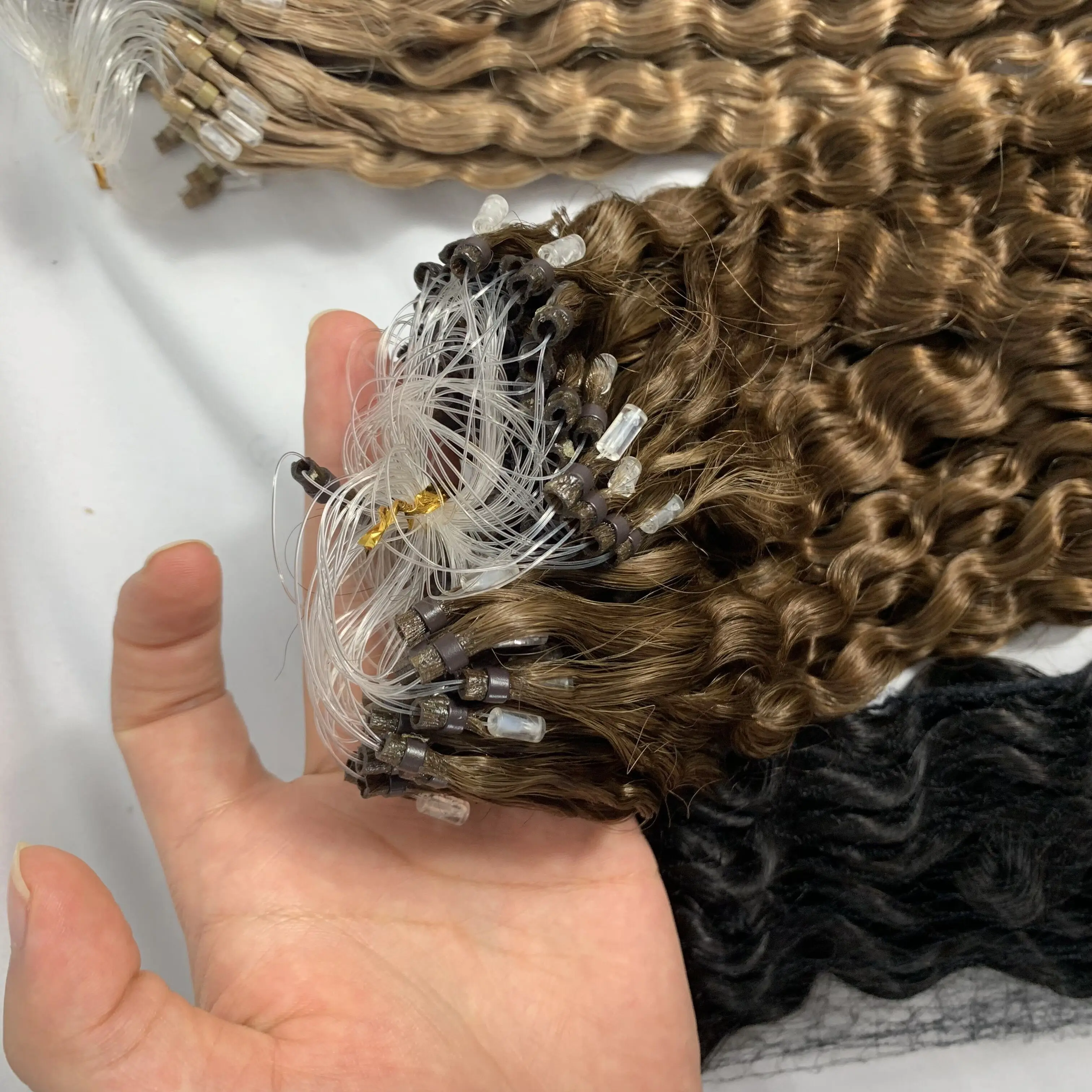 Nano Micro Ring Human Hair Micro Beads Weft Hair Extensions Remy Micro Loop Links Hair Extensions