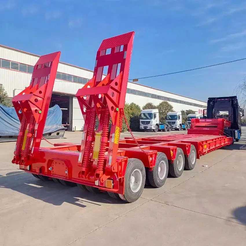 Экскаватор низкорамный прицеп 3 4-осный погрузчик 50 60 80 тонн Gooseneck Lowboy полуприцеп для продажи