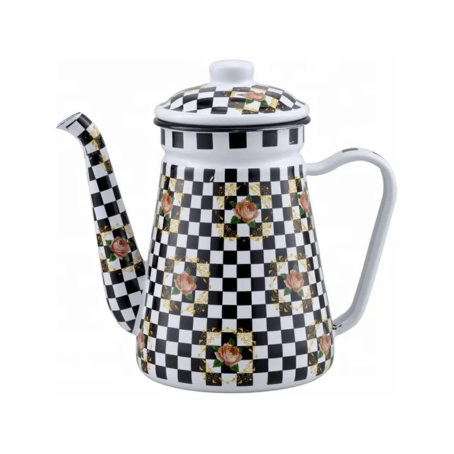 1.2L Enamel Coffee Pot Hand Tea Enamel Kettle Induction Cooker Gas Stove Universal Hand Water Teapot Vintage Home Decor Tools