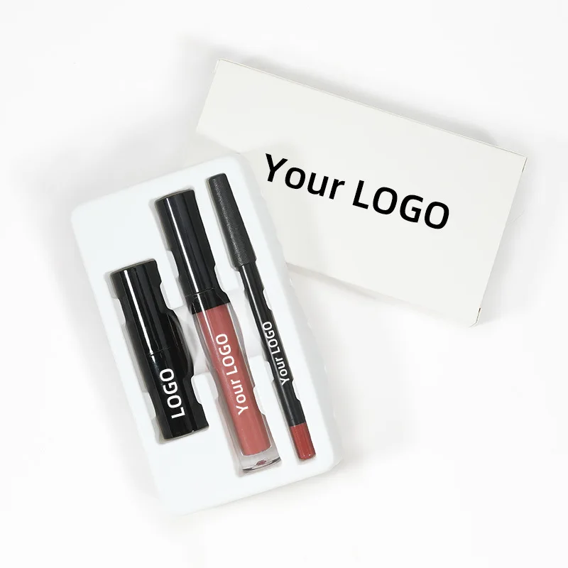 3 pcs lipstick set lip liner and liquid lipstick lip makeup