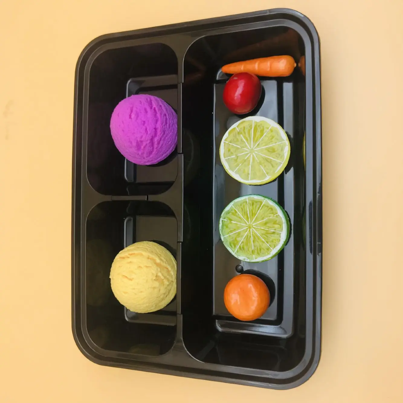 Plastic disposable PP fast food container microwave lunch box 3 compartment food container