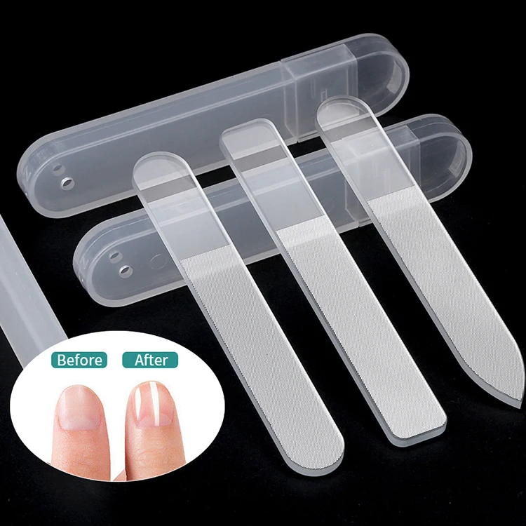 Custom Size Crystal Shiner Nail File Transparent Sanding Polishing Durable Nano Glass Nail File with Case