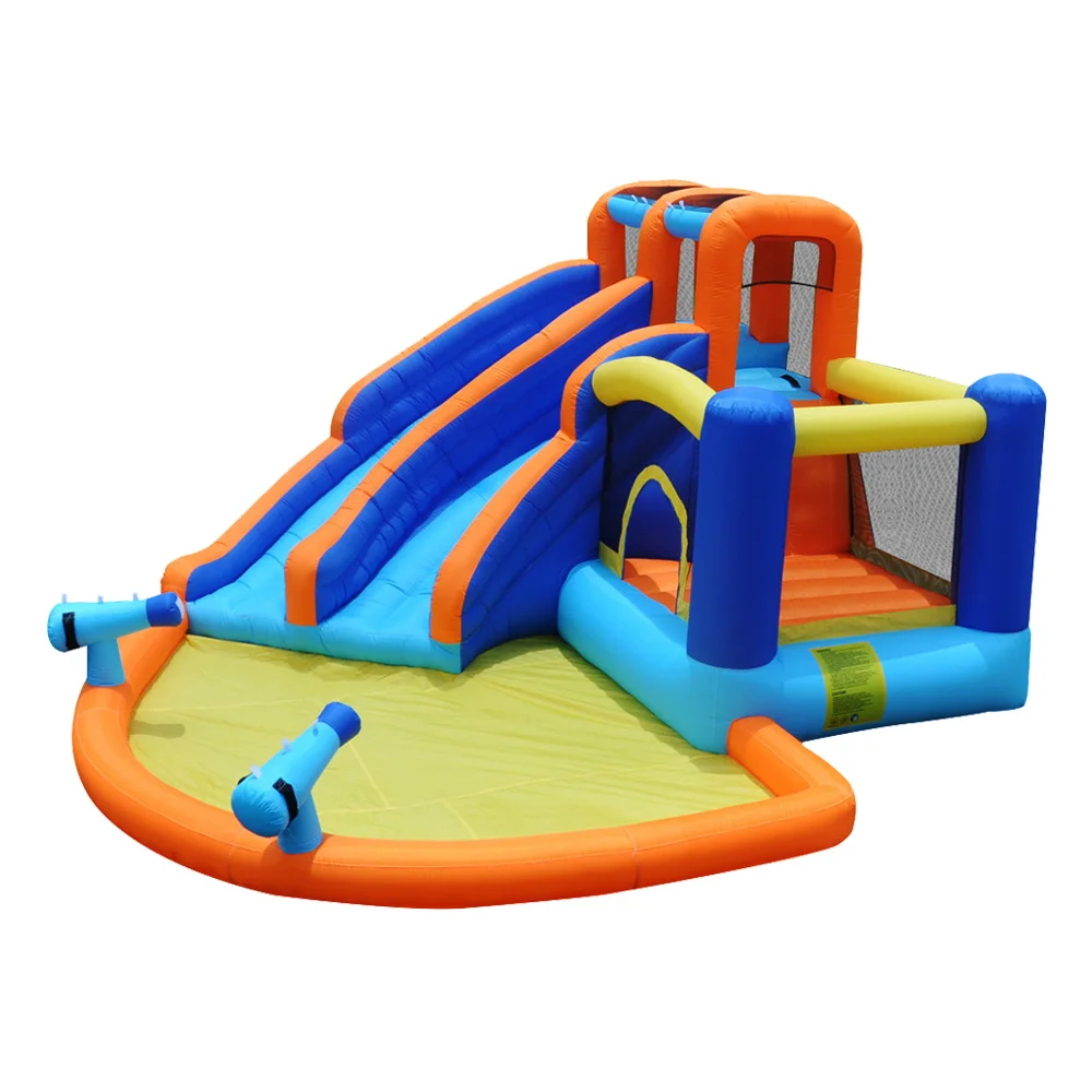Hot selling popular multiple function inflatable playground inflatable bouncer with double water slide water guns toys