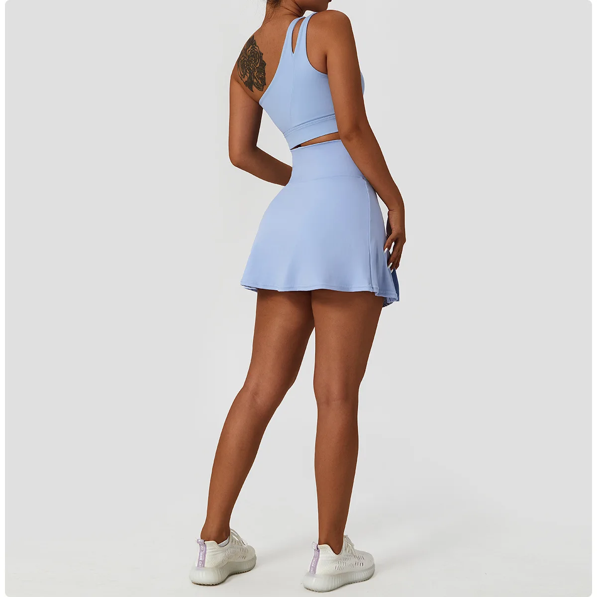 Plus Size Womens Clothing Gym Fitness 2 Piece Yoga Sets Sportswear Lulu Sports Bra Tennis Skirt Golf Dress for Women Tennis Wear
