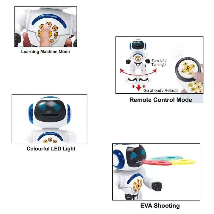 Hot Sale Remote Control Robot Programmable Educational Smart Robot Toy With Multi-function Dancing Shooting Foam Disc