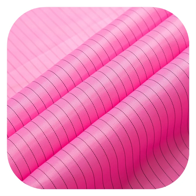 Antistatic esd safe conductive cleanroom polyester clothing fabric