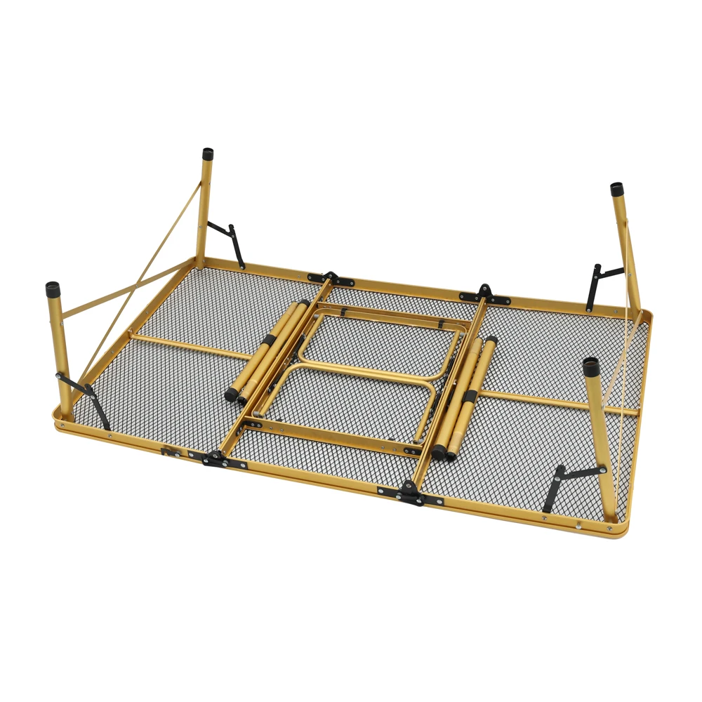 3 folding black lightweight portable camping mesh table