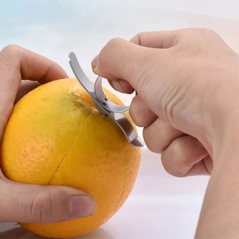 Wholesale fashion Stainless Steel Ring Manual Orange Peeler orange opener citrus peeler  T1318