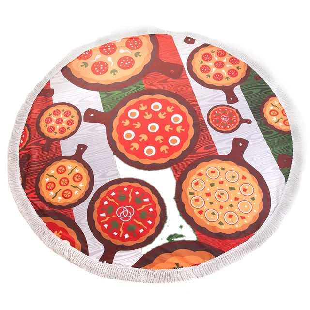 
Wholesale outdoor camping pinic sublimation large custom printed microfiber round turkish beach towel with tassels 