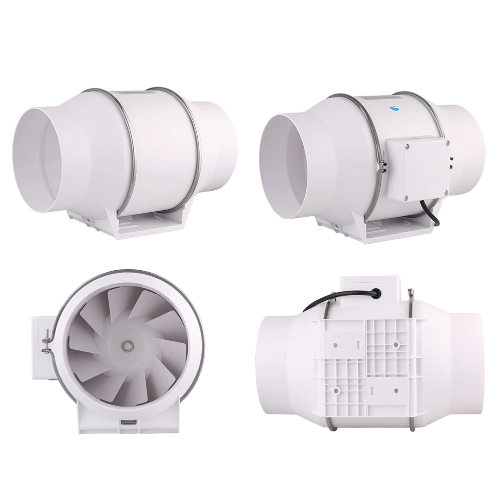 Wholesale White Plastic Blades Blower Turbine Duct Axial Mixed Flow Ventilation Silent  Duct Fan