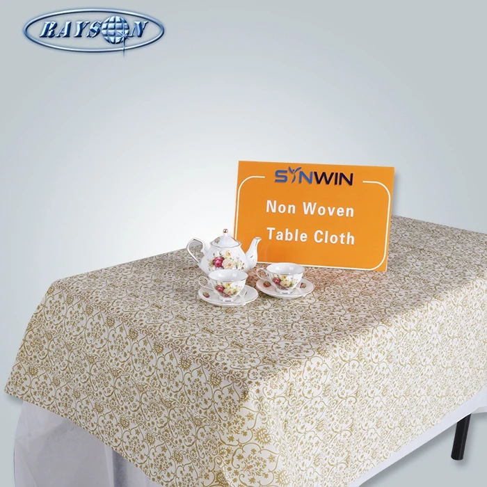 Ruixin Wedding Decoration Table Cloth Eco-friendly Polypropylene Printed Nonwoven Table Cloth Roll Foshan Disposable PVC Party
