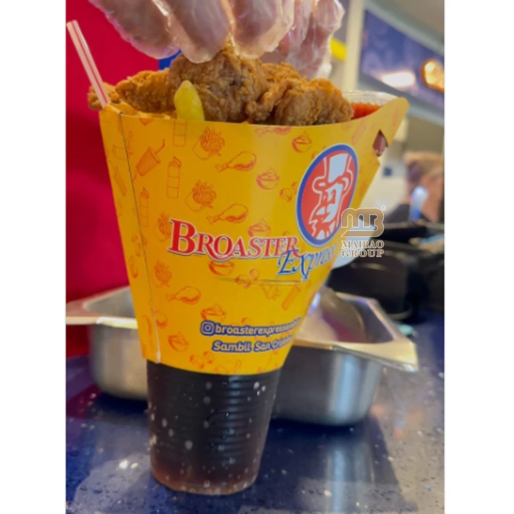 Custom logo cold drinks paper cups disposable takeout french fries wings snack and drink in one cup 375ml plastic cup for drink