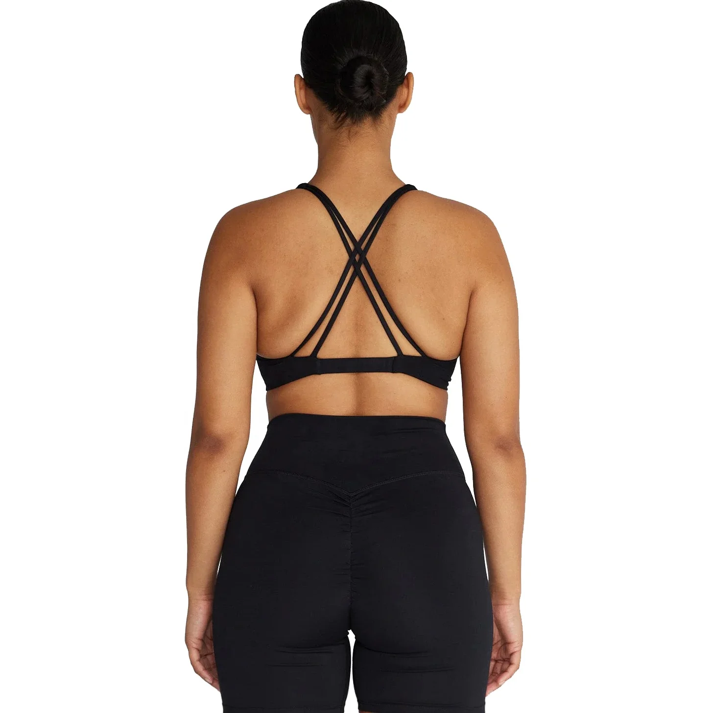 Women Nylon Elastane Body Shaping Firm Support Comfort Compression Twist Sports Bra