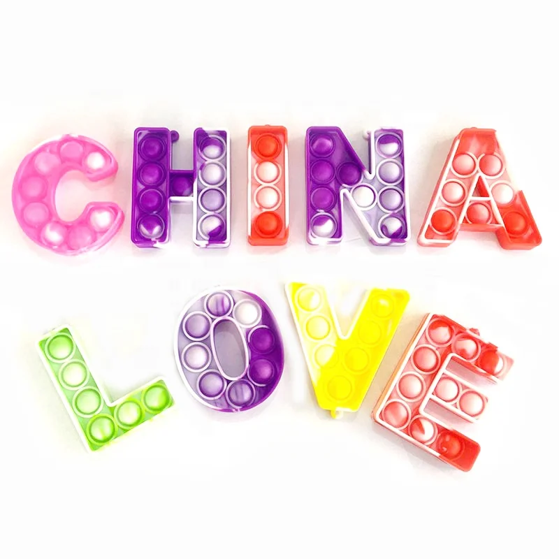 2022 Christmas Educational Funny Push Popping  Bubble Letters Fidget Toys for Children