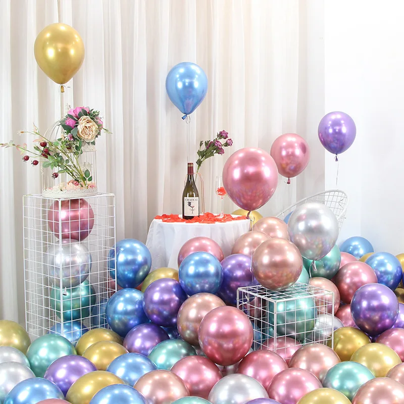 10 inch Round Chrome Metallic Latex Balloons For New Year Christmas Birthday Wedding Party Decorations