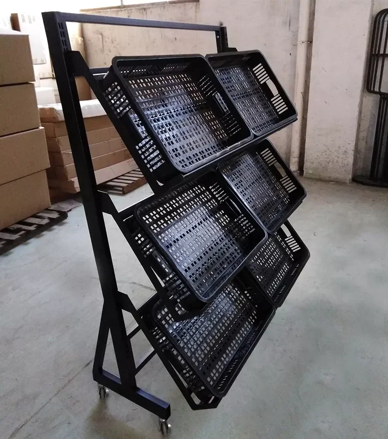 Supermarket vegetable and fruit display rack for store