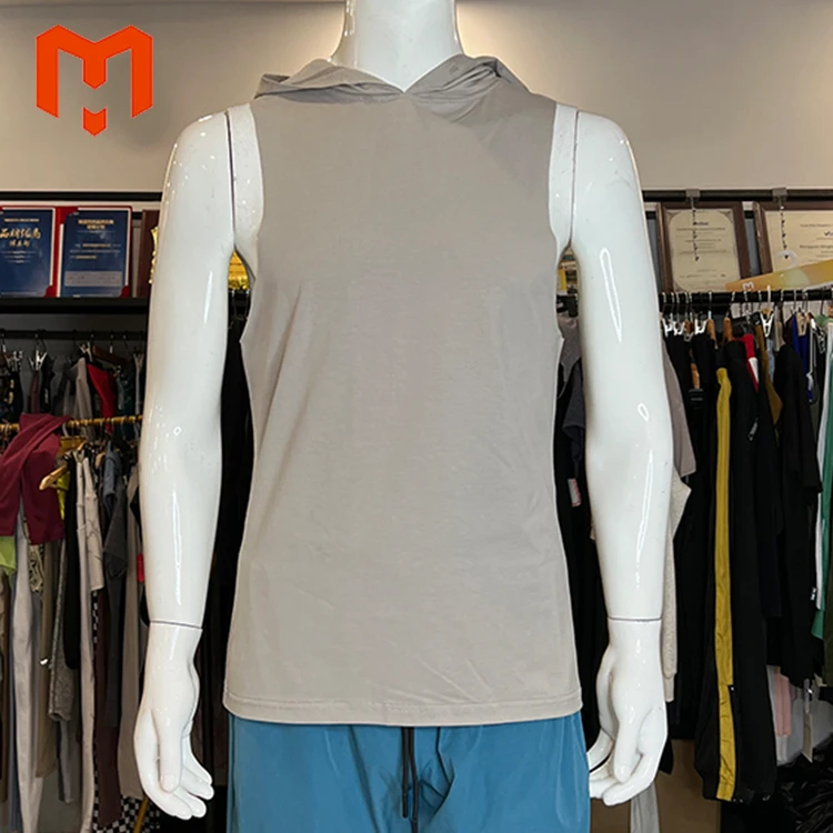 High Quality Custom Gym Wear Workout Tank Tops Bodybuilding Muscle Hooded Men Fitness Sports Sleeveless Vest Hoodie Shirt