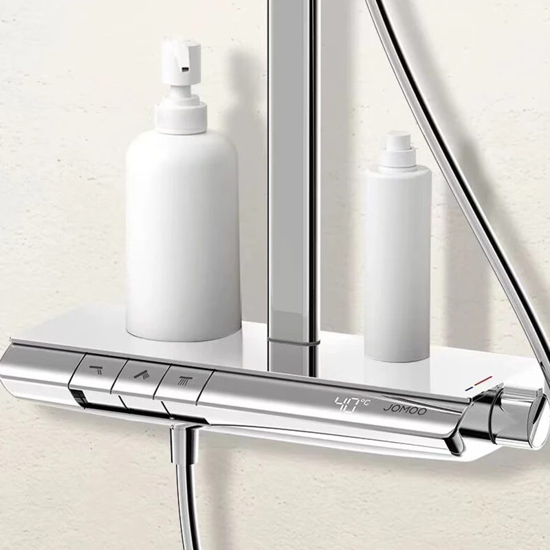 JOMOO Intelligent Automatic Descaling Shower Set Bathroom Piano Key Shower SystemTemperature Sensing Digital Display Bath Mixer