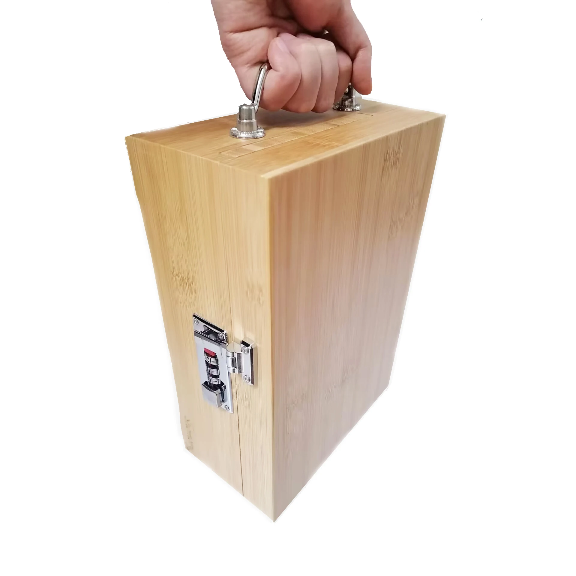 Wooden Storage Box with Rolling Tray and Brush, Decorative Bamboo Box with Slide Tray for Gift, Smell Proof Box Safety