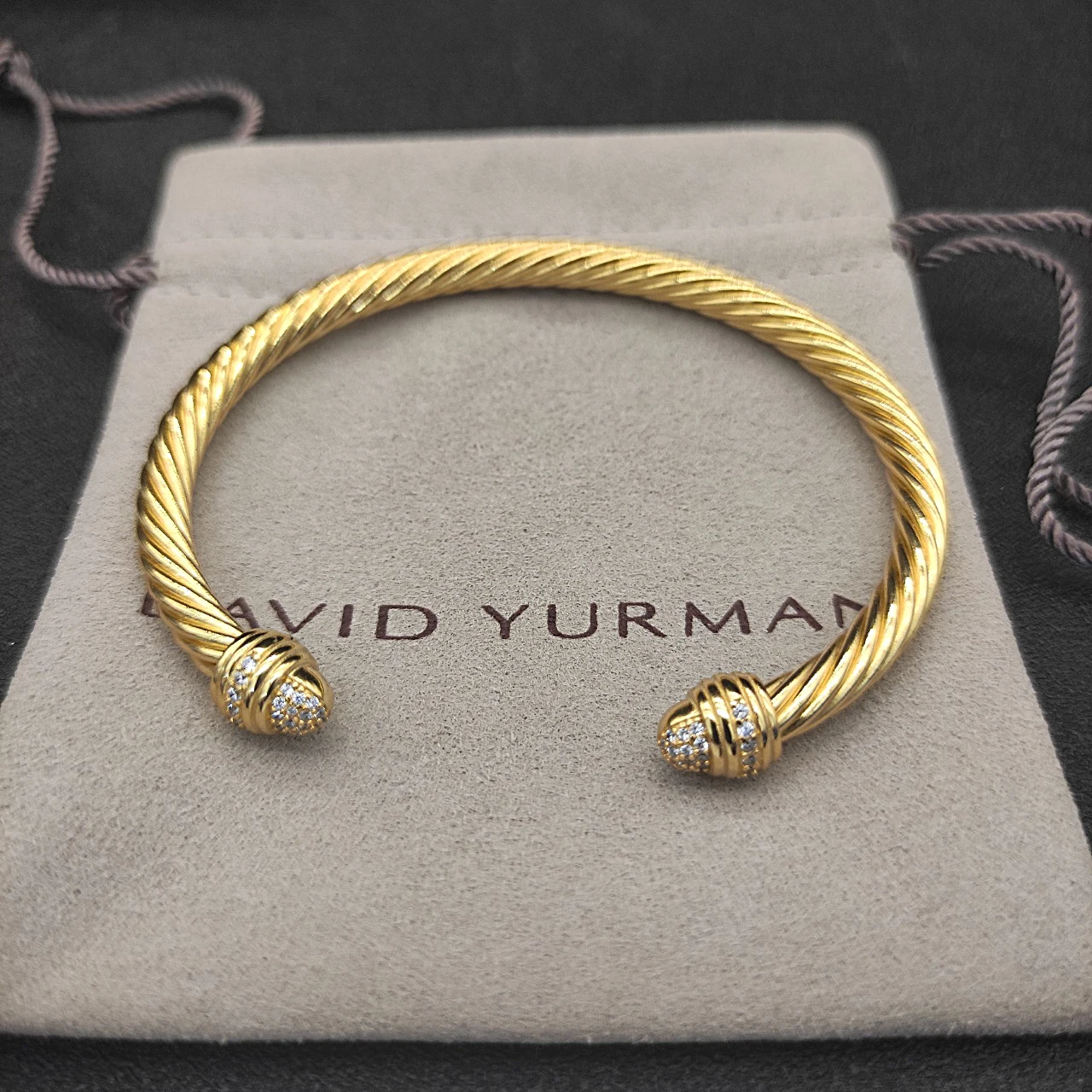 David Yarmans 925 Silver Shopping Festival Hot Selling Ins 5-7mm Inlaid Zircon Gold Bracelet for Daily Gift Giving