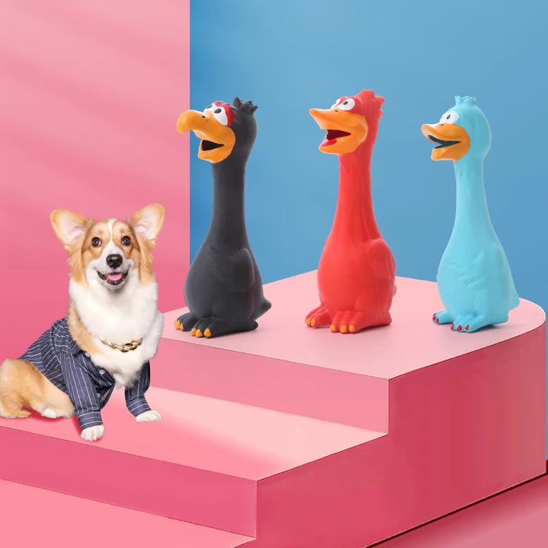 Wholesale Custom Durable Heathy ECO Friendly Dog Toys Chicken Shape Dog Toys Chew Colorful Natural Rubber Dog Chew Toy