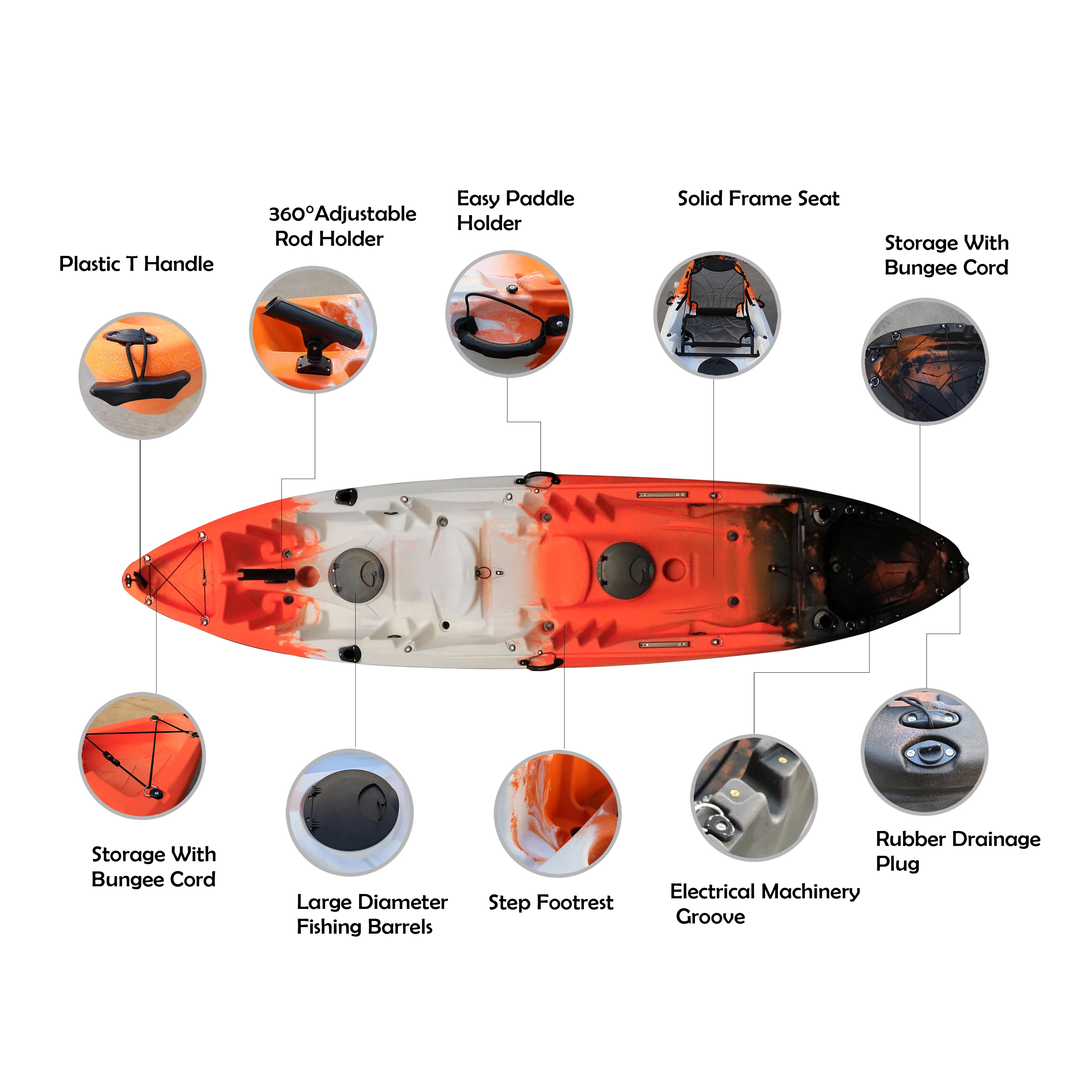 Factory Wholesale 12ft Paddle Plastic Sit On Top River Hdpe Double Seat  2 Person Kayak canoe/kayak