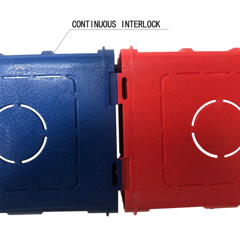 86*86*50 Recessed Electrical/Outlet Mounting Box PVC Fireproof White, Red, Blue Flush Type Wall Mounted Single Gang Junction Box