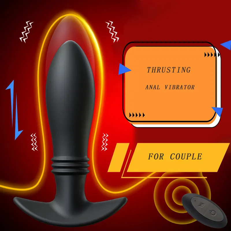 Hot sell anal vibrator with penis ring vibrating prostate massager thrusting butt plug vibrator for men women anal sex toys