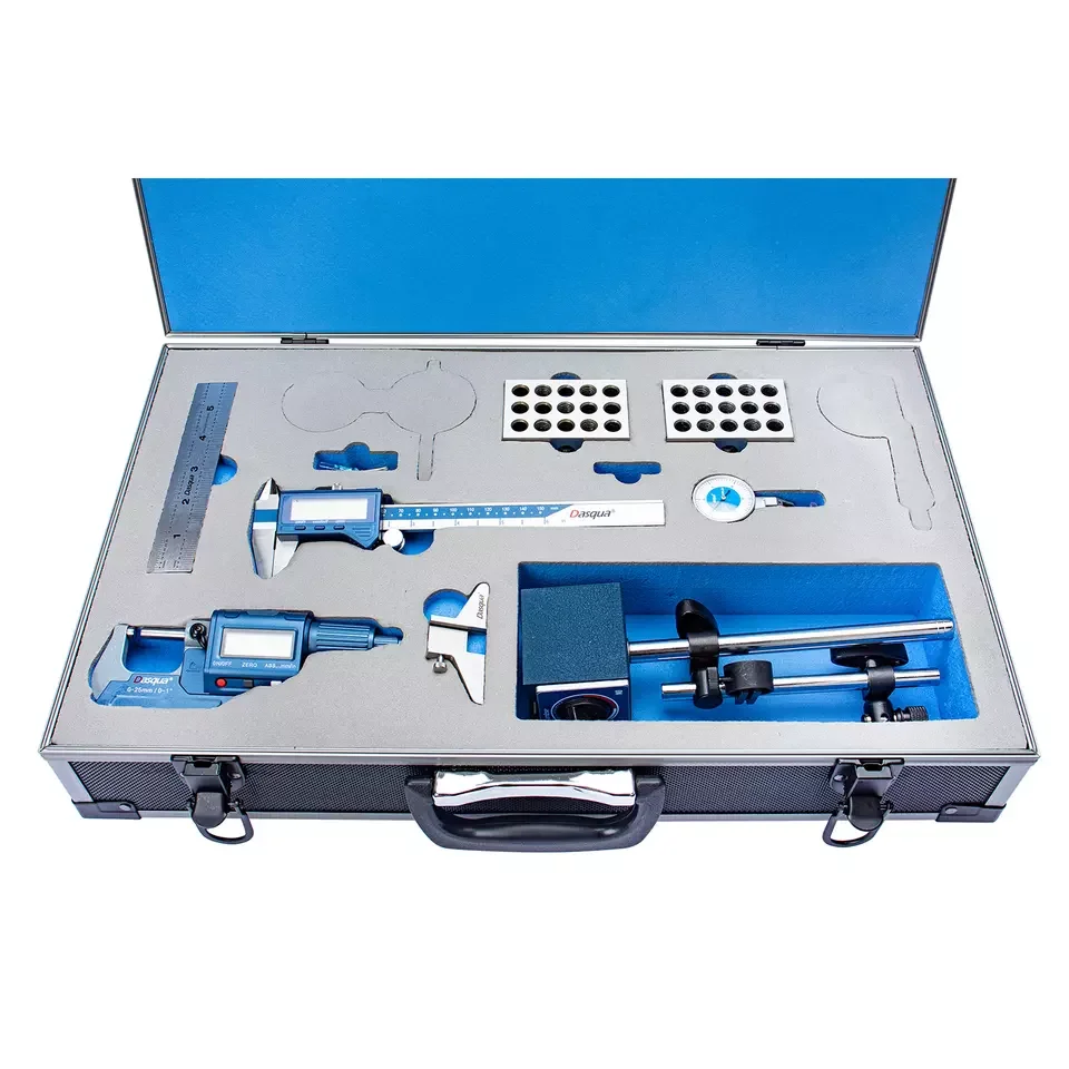 Dasqua 150mm Digital Caliper Dial Test Indicator 0-25mm Outside Micrometer Magnetic Base Steel Ruler  Measuring Tool Set