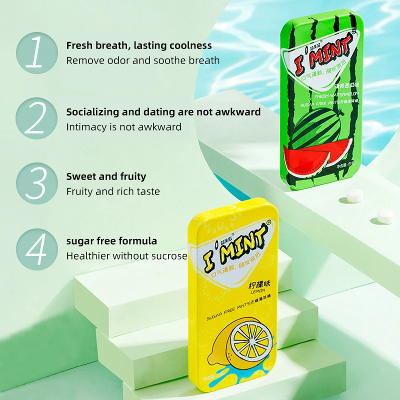 IMINT Sugar free Mint Candy colorful fruit mint chewing gum fresh breath social dating healthy exotic sour hard candy 21g