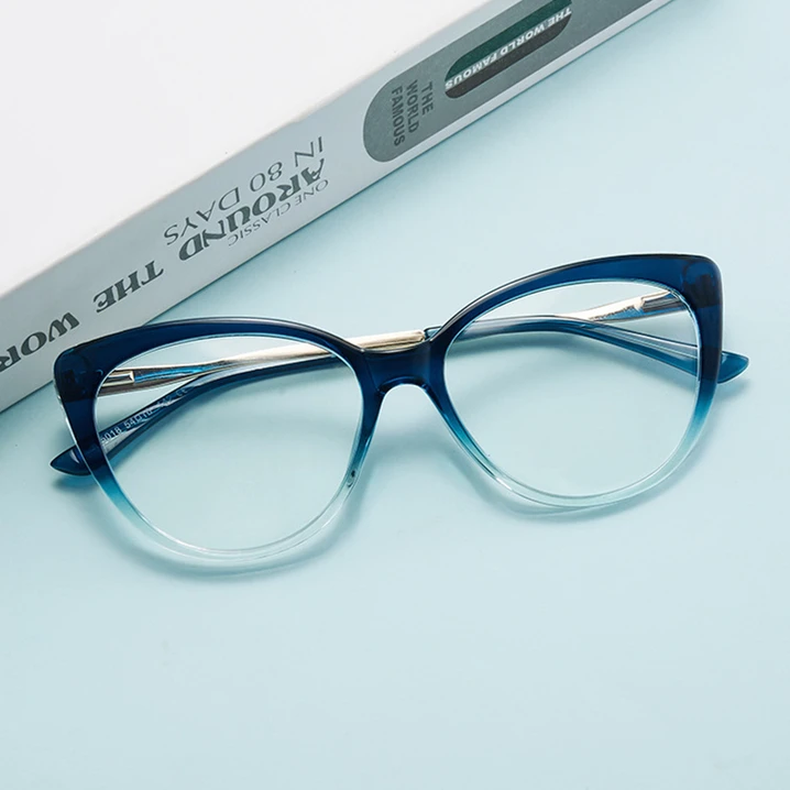 Customized Logo Fashion Clear TR90 Cateye Frames Anti Blue Light Blocking Glasses Eyeglasses For Women