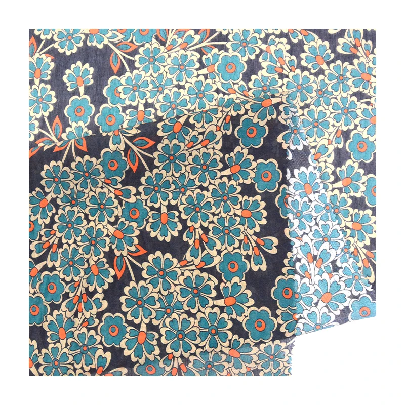 Digital Print Custom flower Design nylon sheer rayon voile designer brand fabric for womens skirt