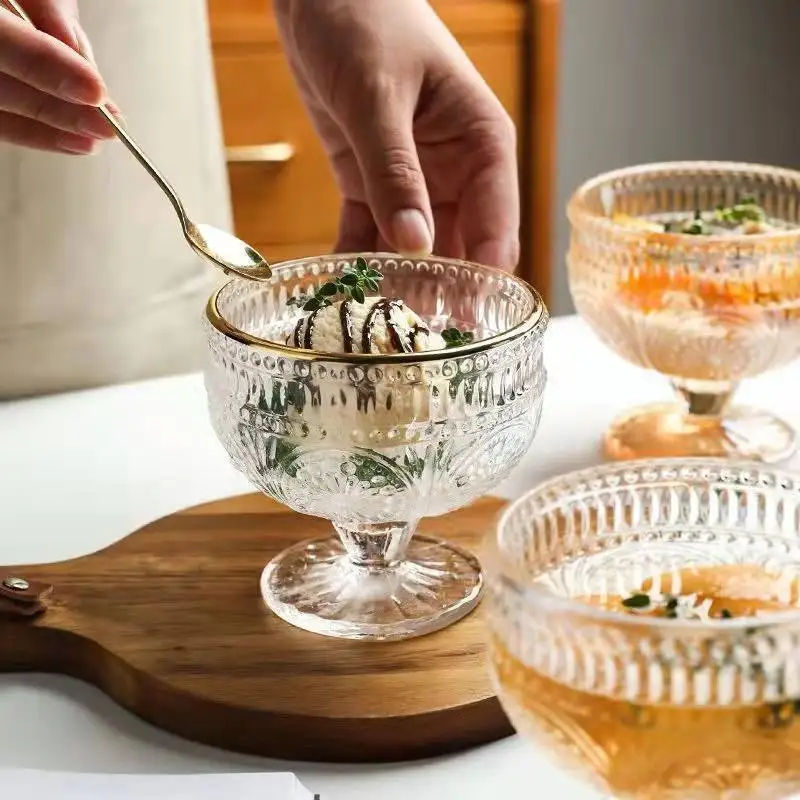 Sunflower Ice Cream Cup Glass Ice Cream Cup Creative Fruit Yoghurt Shake Dessert Cup Ice Cream Bowl